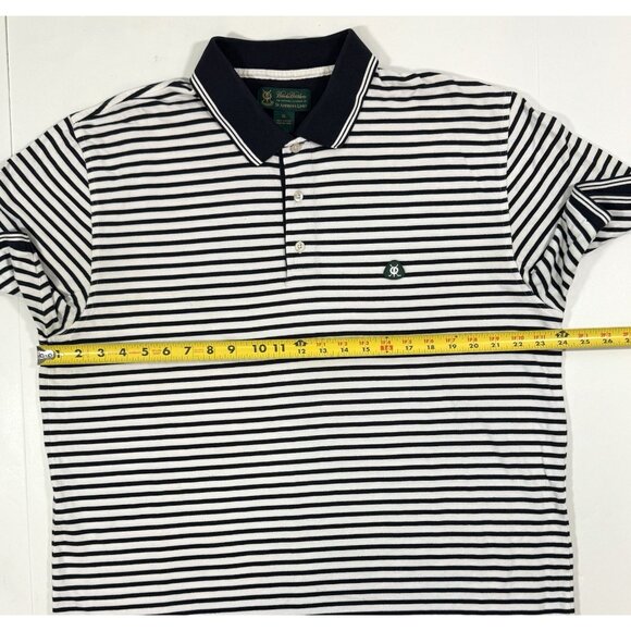 Brooks Brothers Mens St Andrews Golf Links Polo Shirt Size XL Navy White Striped - Picture 12 of 15
